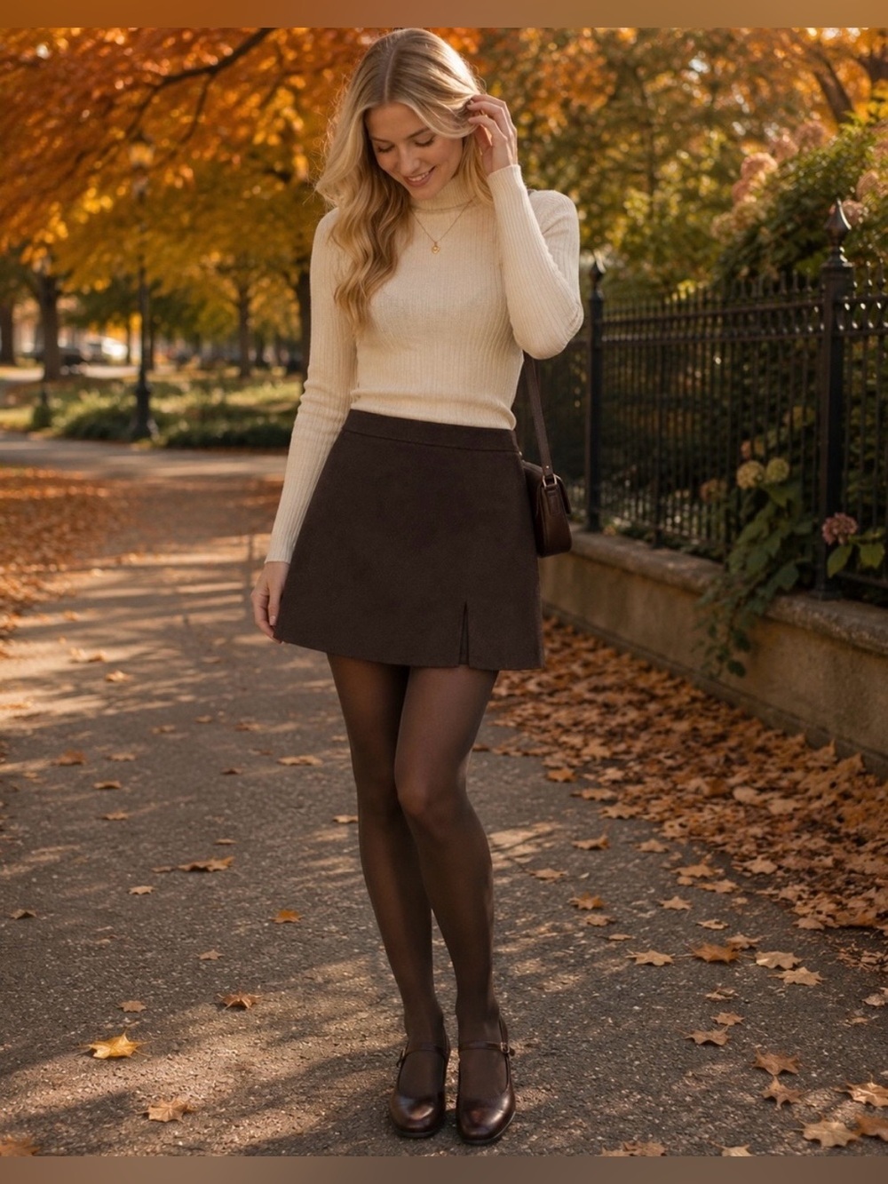 NWT Altar’d State Espresso Brown Mini Skirt XXL | Fall Academia A-Line Skirt - Picture 7 of 7